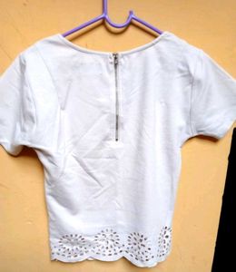 White Cutout Detail Top