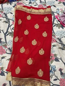 Red Embroidered Dupatta