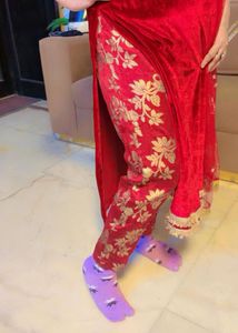 Red Velvet Salwar Kameez Suit