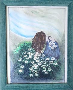 Painting Of Woman Gathering Flowers