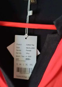 🍒 red Color &amp;Black  Top