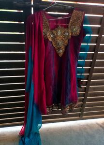 Flock Party Wear Kurta With Dupatta