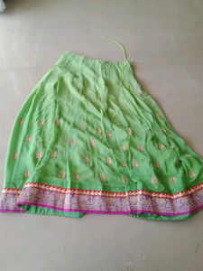 Green skirt with purple and red border