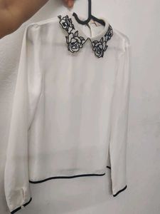 White Floral Blouse