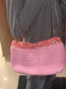 Handcrafted Pink Crochet Shoulder Bag