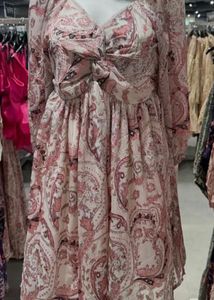 Paisley Print Bishop Sleeve Midi Dress