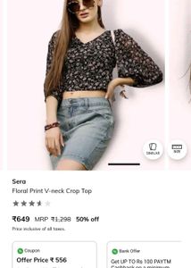 Sexy Beautiful V-neck Black Crop Top