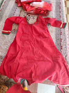 Red Embroidered Kurta
