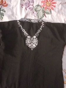 Embroidered Black Kurta