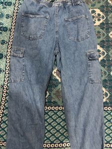 Light Wash Denim Cargo Pants