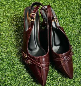 Burgundy Slingback Heels
