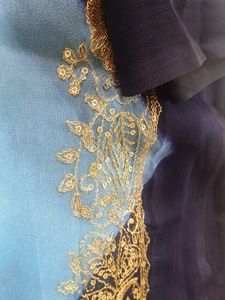 Tie-Dye Saree with Gold Embroidery