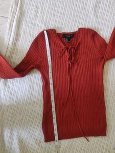 FOREVER 21 Ribbed Knit Lace-Up Top
