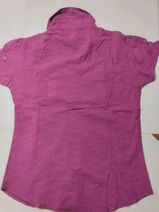 Casual Purple Shirt With Cute Short Puffed Slives