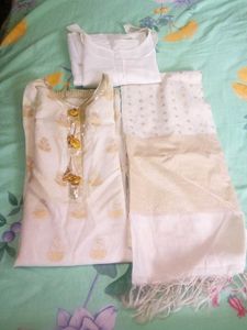 Pure Chanderi Kurta,Inner,Dupatta Set