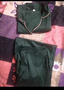 Green Satin Pajama Set