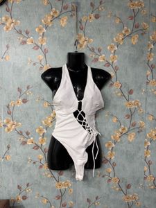 White Sexy Halter Bodysuit