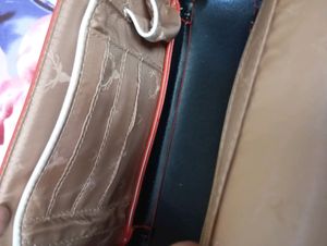 ALLEN SOLLY WHITE &amp; RED OPEN HAND CLUTCH Chic BAG