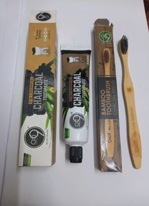 Combo Of Charcoal Toothpaste &amp; Bamboo Toothbrush