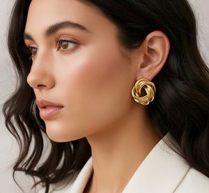 18k Gold Plated Knot Stud Earrings