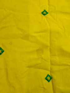 Yellow Green Thread Work Gown