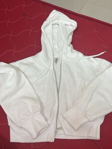 H&M White Cropped Hoodie