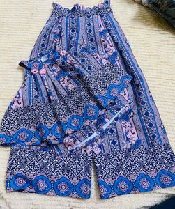 Blue Color Printed 2 Pec Baby Girl Plazo Set