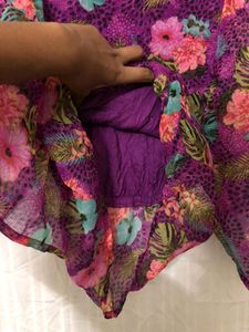 Floral Printed  Purple Top