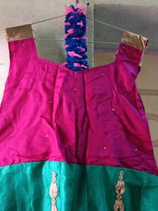 Elegant Pink &amp; Green Ethnic Dress