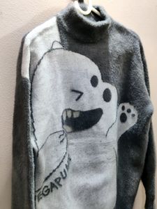 imported Retro cartoon bear fluffy knitwear sweate