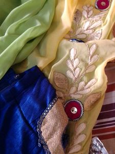 Elegant Green &amp; Gold Embroidered Saree