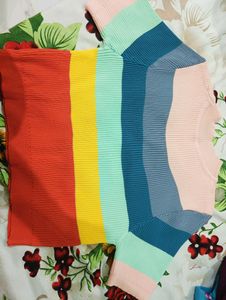 Trendy New Rainbow Crop Top