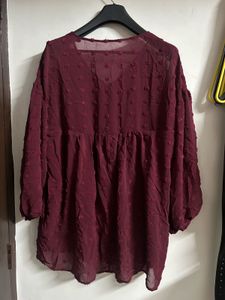 Maroon Sheer Top