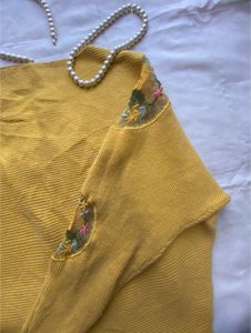 Yellow Embroidered Sweater