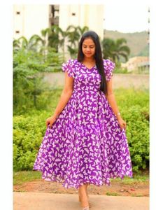 Beautiful georgette floral printed flared dress