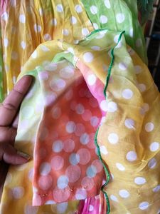 Multicolour Kurti With Dotted Leggings