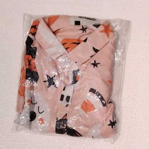 Halloween Print Button-Up Shirt