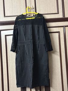 Striped Lace Midi Dress