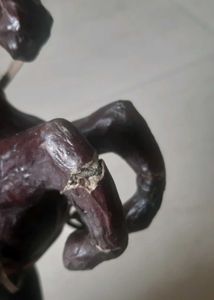 Showpiece - 2 Wooden Leather horses