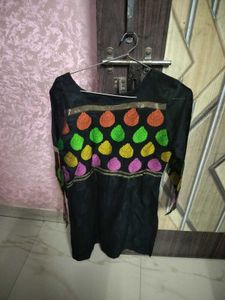 Net Festive Kurta For Women - Black Colour