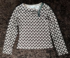 Printed Beige Long Sleeve Top