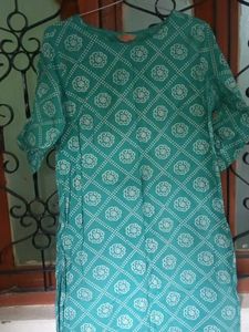 Teal Patterned Kurti Dress