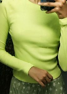 Neon Green Ribbed Long Sleeve