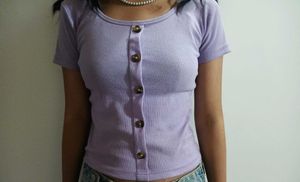 Lavender Button-Front Top