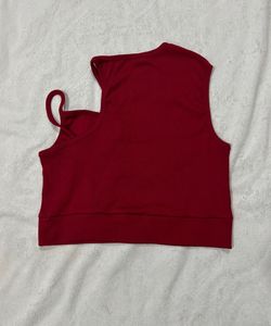 Wine Red Cropped Top