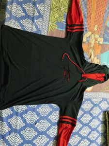 Red & Black Striped Hoodie For Men
