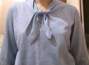 Korean style sky blue shimmer top