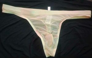Men&#39;s Sheer Cream See Through Thong
