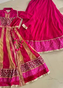 Pink &amp; Gold Embroidered Indian Dress