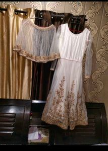 Women Long Gown Poncho Set